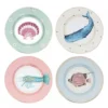 Yvonne Ellen Assiettes Plates Assiettes En Porcelaine Animaux Marins D20cm - Lot De 4