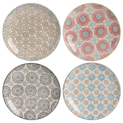 Table Passion Coffret De 4 Assiettes à Dessert 20 Cm En Grès Multicolore