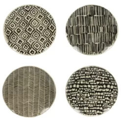 Table Passion Coffret De 4 Assiettes Plates 27 Cm En Grès Noir