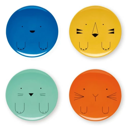 Atomic Soda Lot De 4 Assiettes à Dessert Animaux 1 Atomic Soda Lot De 4 Assiettes à Dessert Animaux