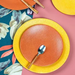 Table Passion Assiettes à Dessert Lot De 6 - Assiette à Dessert Terra 21 Cm En Grès Orange -Assiettes Soldes Magasin lot de 6 assiette a dessert terra 21 cm en gres orange 2