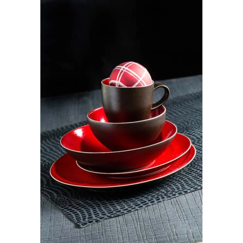 Table Passion Assiettes Creuses Lot De 6 - Assiette Creuse 21 Cm En Grès Rouge 2 Table Passion Assiettes Creuses Lot De 6 - Assiette Creuse 21 Cm En Grès Rouge – Image 2
