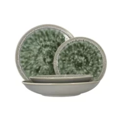 Novastyl Lot De 6 Assiettes Plates En Porcelaine émaillée Verte D27cm -Assiettes Soldes Magasin lot de 6 assiettes plates en porcelaine emaillee verte d27cm 1