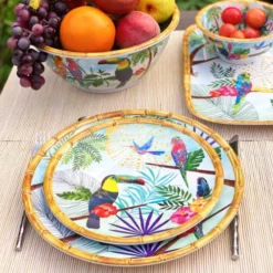 Les Jardins De La Comtesse Assiettes à Dessert Petite Assiette Plate En Mélamine 23 Cm Imprimé De Toucans -Assiettes Soldes Magasin petite assiette plate en melamine 23 cm imprime de toucans 2