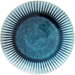 Kare Design Assiettes Plates Plat En Grès Bleu Et Blanc D29