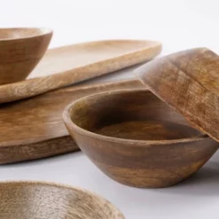 Mica Decorations Assiettes De Présentation Plateau Apéritif 3 Coupelles En Bois De Manguier Marron Clair -Assiettes Soldes Magasin plateau aperitif 3 coupelles en bois de manguier marron clair 4
