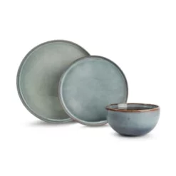 ONA Assiettes Plates Service 12 Pièces Bleu