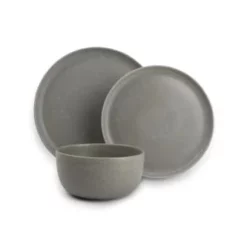 ONA Assiettes Plates Service 12 Pièces Gris