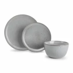ONA Assiettes Plates Service 12 Pièces Gris