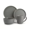 ONA Assiettes Plates Service 16 Pièces Gris