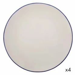 Maison Tilleul Set De 4 Assiettes à Dessert Céramique Blanc