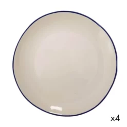 Maison Tilleul Set De 4 Assiettes Plates Céramique Blanc