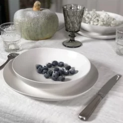 Maison Tilleul Set De 4 Assiettes Plates Céramique Blanc -Assiettes Soldes Magasin set de 4 assiettes plates ceramique blanc 8